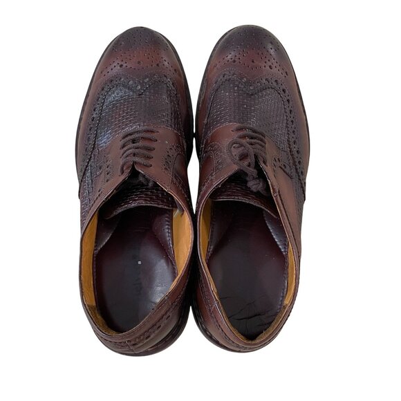 Belvedere Luis Mens Wingtip Dress Shoes Brown Leather Size 11 M Made In Brazil - Picture 4 of 8